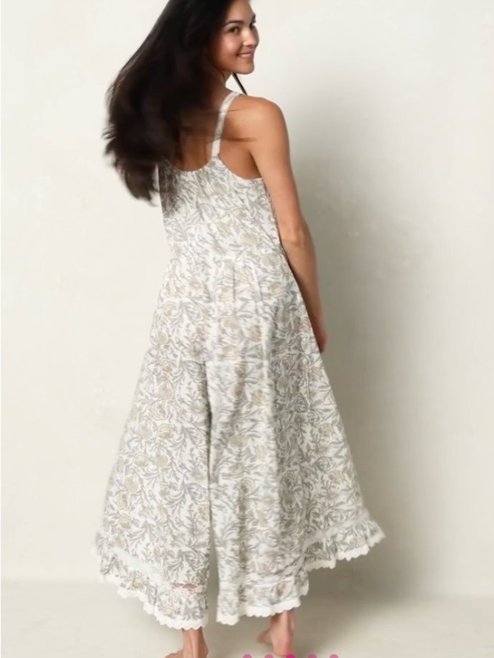 NATURAL LIFE Cotton & Lace Jumpsuit - Vintage, Vines, Size Medium - Picture 4 of 16